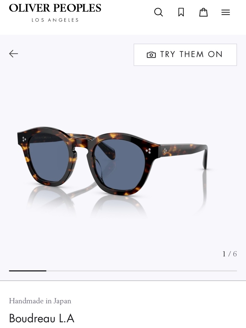 Oliver Peoples Boudreau LA- Brown Tortoise Round Sunglasses with Blue Lenses